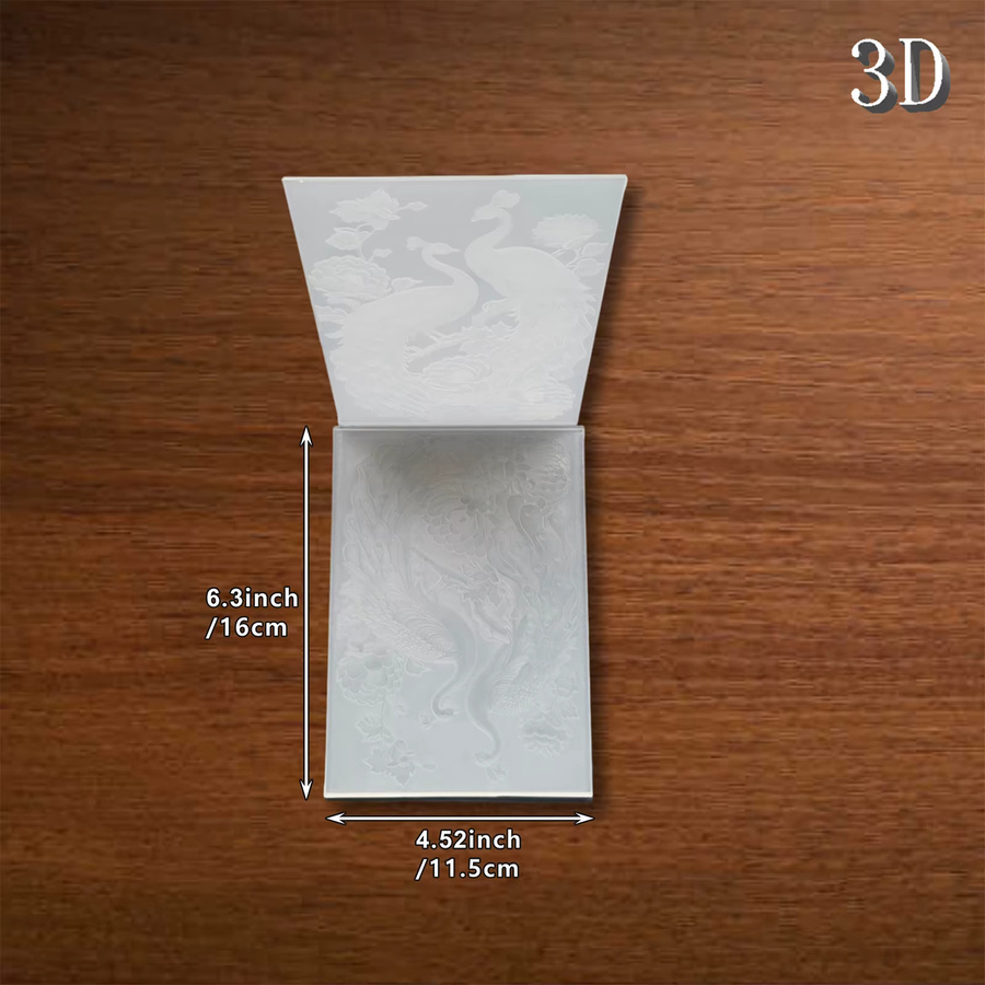 Element Design 3D-geprägter Ordner mit Blumen- und Vogelmotiv in Weiß - Bild 3