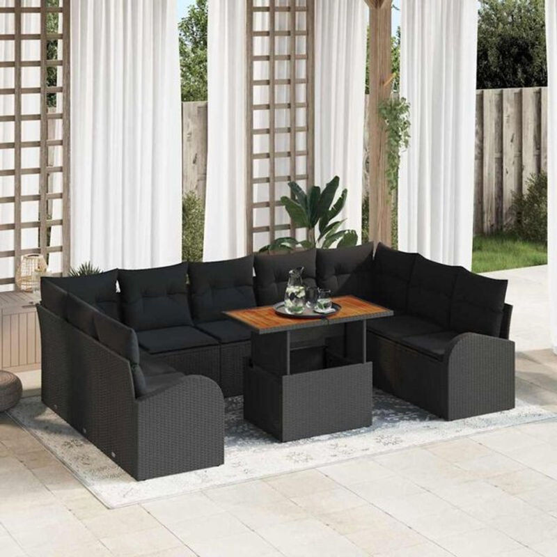 Vidaxl Garten-Sofa-Set aus Poly-Rattan mit Speicherfunktion in Schwarz - Bild 1