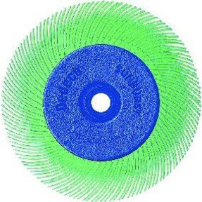 Tyrolit Radialschleifbürste Typ TA in Grün mit Körnung P 50, Durchmesser: 150 mm, Breite: 12,7 mm, Tiefe: 25,4 mm - Bild 1