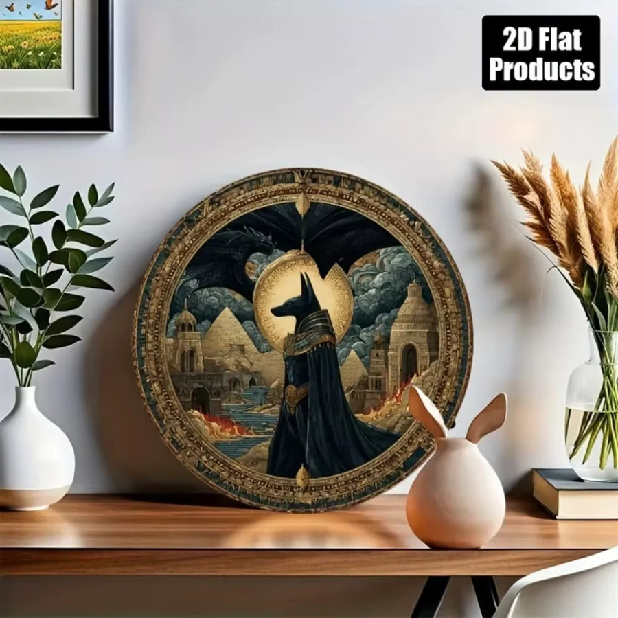CIFBUY Rundes Aluminiumschild Anubis Vintage Wanddekoration Multicolour Durchmesser: 20,32 cm - Bild 4