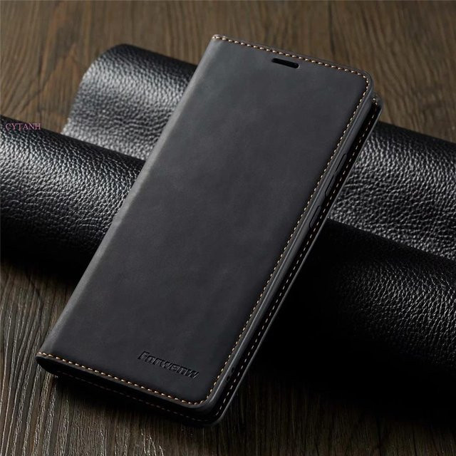 Luxus Leder Flip Wallet Cover Hülle für Samsung Galaxy S10 5G, S10 Plus und S10E in Schwarz - Bild 1