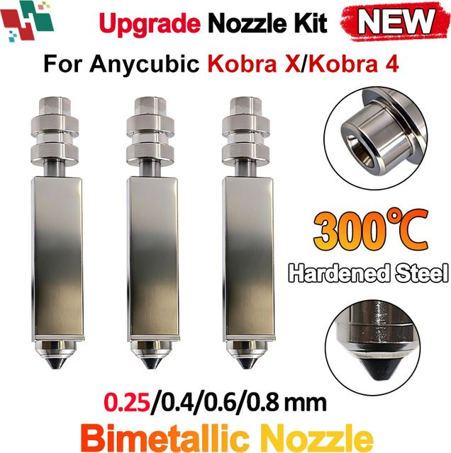 Anycubic Kobra X und Kobra 4 Hotend Bimetall-Düsenheizbaugruppe in Silber für FDM 3D-Drucker - Bild 1