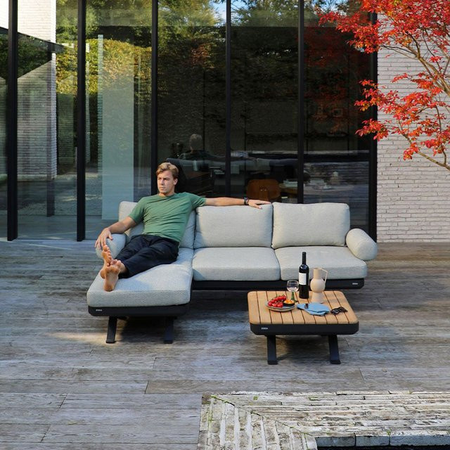 Zebra Sky Lounge 3-Sitzer Set Camden Grey mit Hocker und Lounge Tisch mit Teak Platte - Bild 1