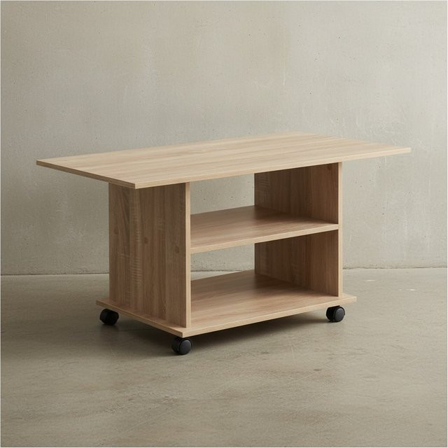 Couchtisch SEGRE von KADIMA DESIGN in Weiß mit 2 Ablageflächen und Rollen, B/T/H: 95 x 51 x 54 cm - Bild 1