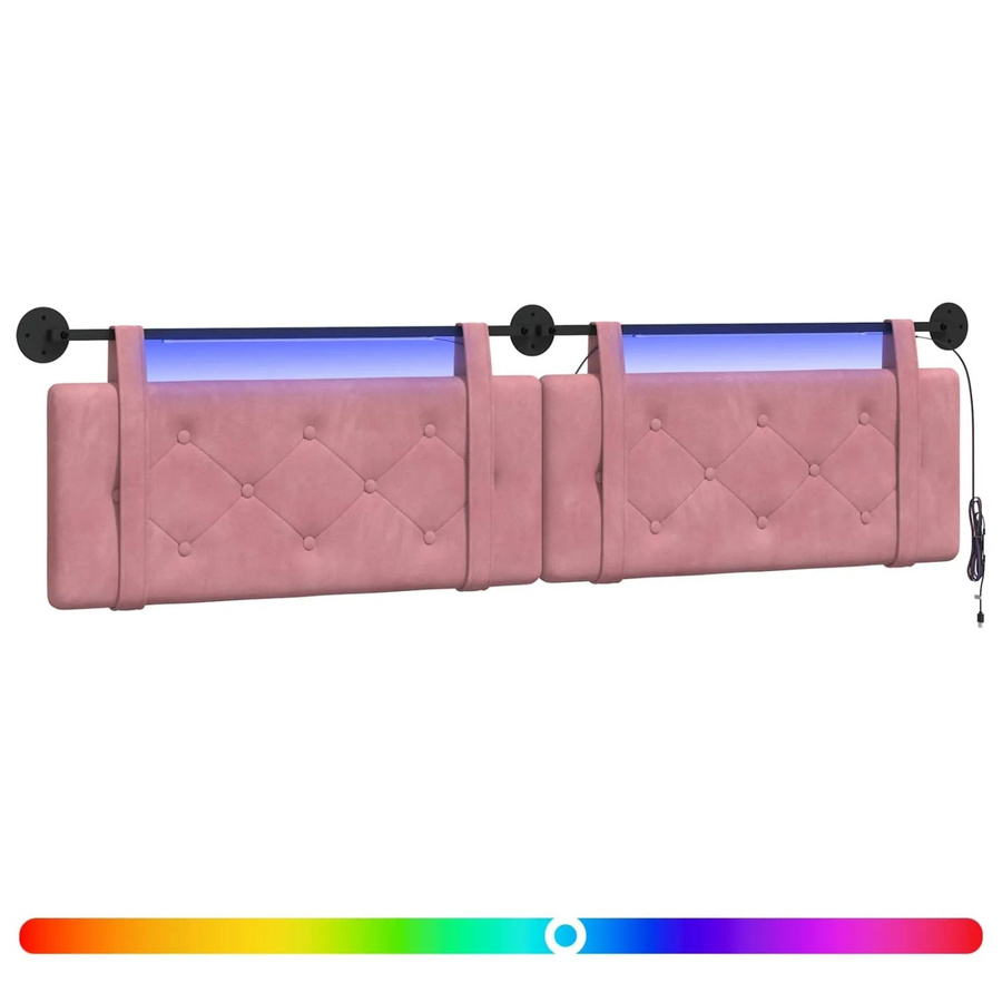 vidaXL Hängendes Kopfteil aus Samt mit integrierter LED-Beleuchtung in Rosa, B/H: 210 x 55 cm - Bild 2