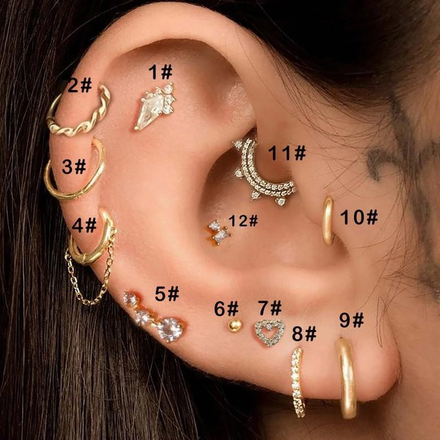 YULIN Creolen Ohrring, Edelstahl, Gold, Zirkonia, Damen - Bild 1