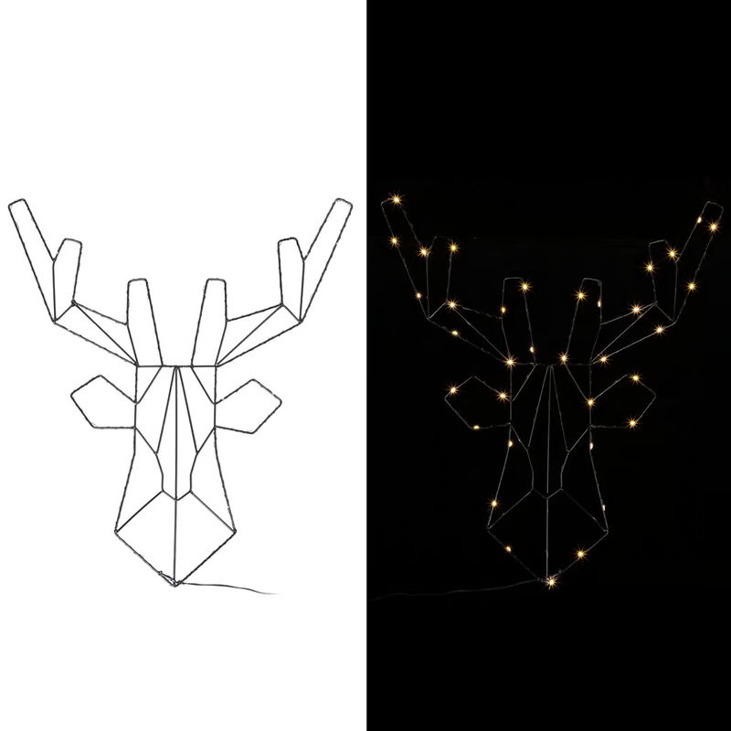 Casaria LED Rentier Weihnachtsfigur aus Metall in Weiß mit Timer - Bild 3