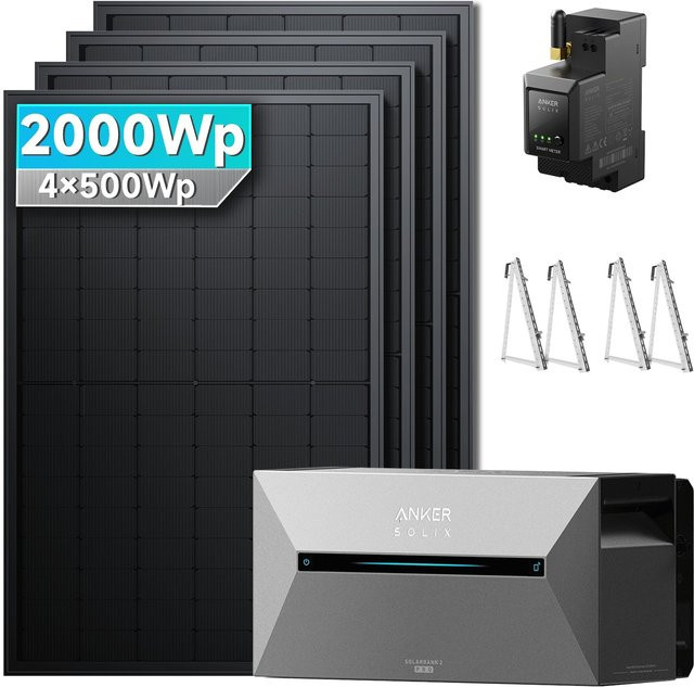 Anker SOLIX Solarbank 2 E1600 pro Balkonkraftwerk mit 2000W Speicher und Balkonhalterung in Grau - Bild 1