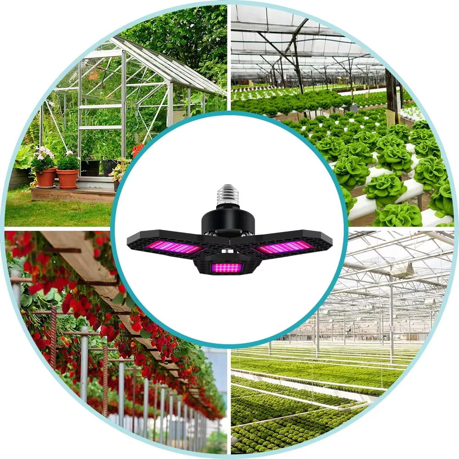 Verstellbare LED Pflanzenlampe mit Vollspektrum 80 W, E27 Fassung, Schwarz - Bild 4