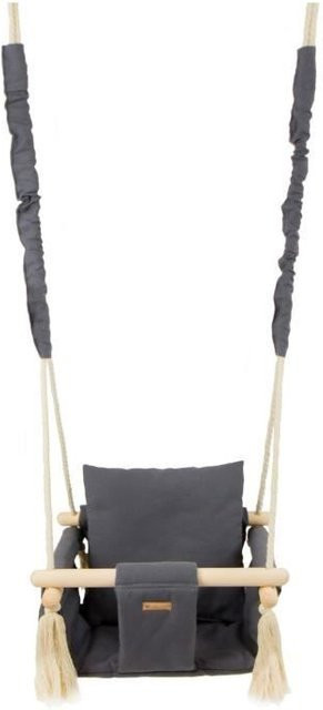Babyschaukel Vikingchoice aus Holz und Baumwolle in Grau, bis max. 20 kg - Bild 1