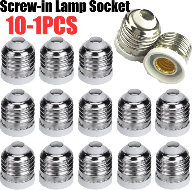 Alloet E26 auf E12 Sockel Adapter Set, 10 Stück, silberfarben, Lampenfassung Konverter aus PBT und Metall - Bild 1