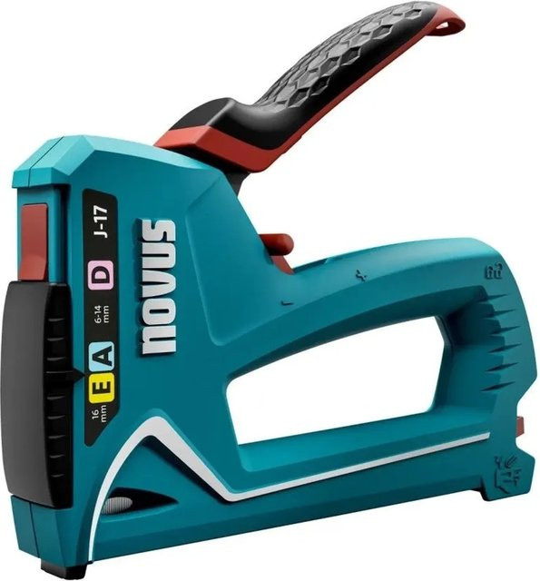 Novus Tools Handtacker J-17 Profi-Tacker für Feindrahtklammern, Flachdrahtklammern und Nägel in Türkis - Bild 1