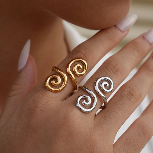 Uself Ring-Set, 18 Karat vergoldet, Gold, Vintage, Damen - Bild 1