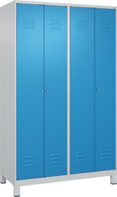 C+P PSA Doppel-Spind Classic PLUS mit 4 Abteilen, grau und blau, mit Zylinderschloss, H x B x T: 195 x 120 x 50 cm - Bild 1