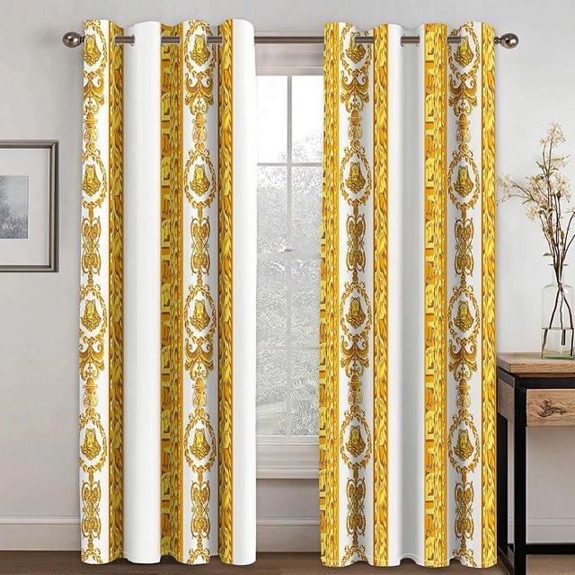 Luxe Living Vorhang Set mit abstraktem Muster in Schwarz und Gold, 2er Pack, semi-transparent, B: 50 cm, H: 50 cm - Bild 1