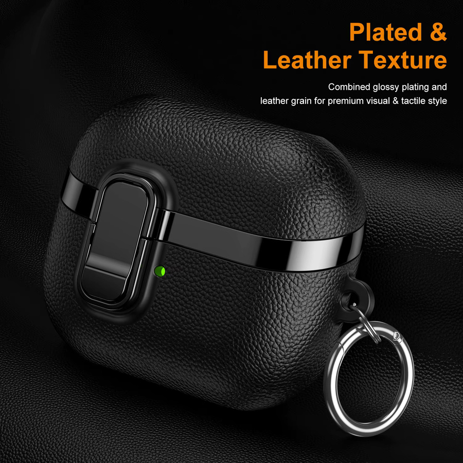 Luxuriöse Leder-Textur Schutzhülle für Samsung Galaxy Buds 3 Pro, Buds 3 und Buds 3 FE inklusive Schlüsselanhänger und Sicherheitsschloss - Bild 4