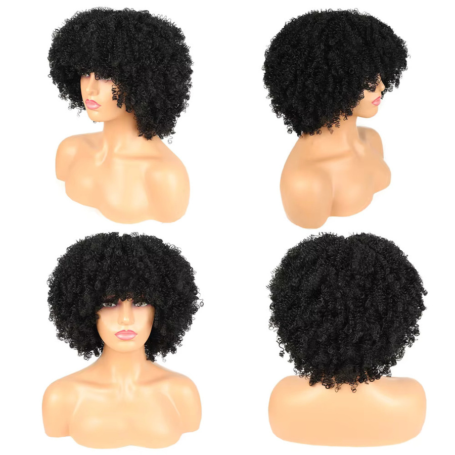 Booming Hair Synthetische kurze Afro-Perücke, lockig mit Pony, Damen - Bild 2