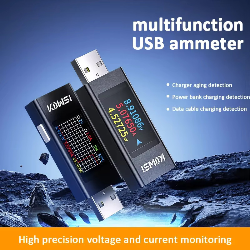 KWS-MX23 Digital USB Tester mit 1,06 Zoll HD Display, DC Spannung Amperemeter und Voltmeter für USB-A und USB-C, Schwarz, 4-30 V - Bild 2