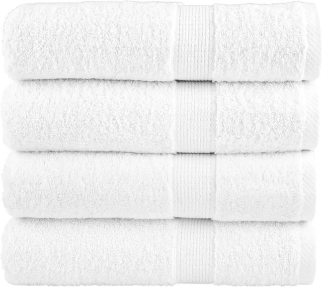 vidaXL Premium-Badetücher Set aus 100% Baumwolle in Weiß, 4 Stück, B/H: 100 x 150 cm, 600 g/m2 - Bild 1