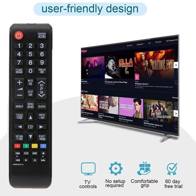 Universelle Ersatzfernbedienung für Samsung LED Smart TV in Schwarz, kompatibel mit BN59-01175N, AA59-00603A, AA59-00786A und AA59-00602A - Bild 1