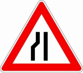 Verengte Fahrbahn Dreieck links RAL 2, ADCO, Aluminium, Rot, Breite: 90 cm - Bild 1