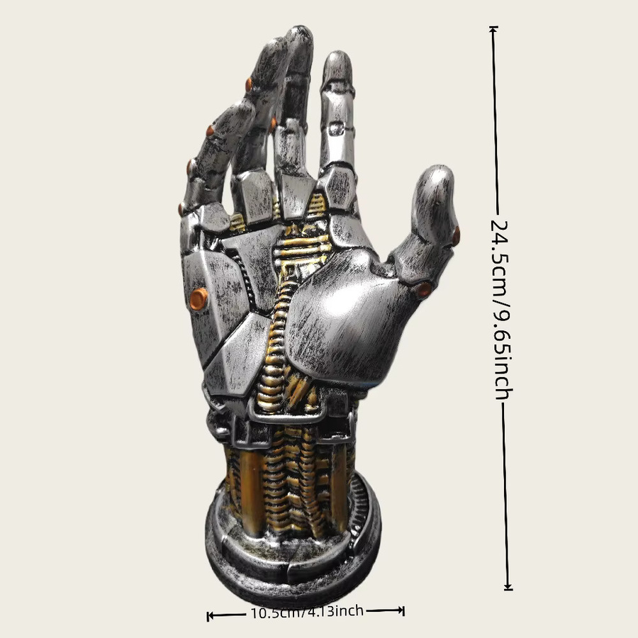 Cyberpunk 3D-Gamepad-Halter Roboter-Hand als Schreibtisch-Organizer in Silber aus Kunststoff - Bild 3