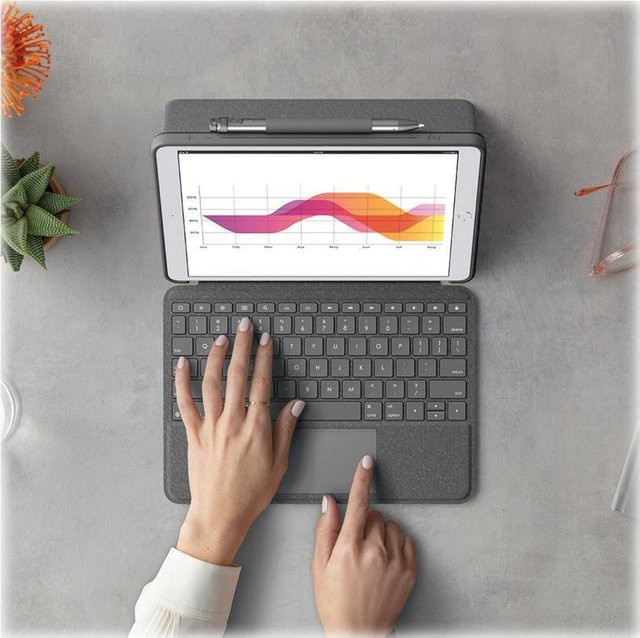 Logitech Combo Touch Detachable Keyboard Case für iPad mit Trackpad und Hintergrundbeleuchtung, Oxford Gray, QWERTY US International - Bild 1