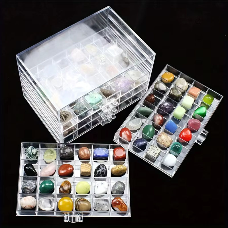 Kristallvitrine transparente Kunststoff-Aufbewahrungsbox für deine Sammlung von Natursteinen und Edelsteinen in rechteckiger Form - Bild 3