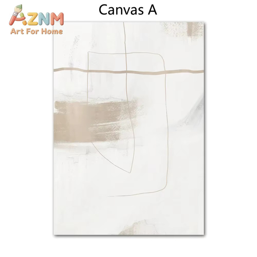 AZNM Abstrakte Leinwandposter mit geometrischem Morandi Farbblock Design in Beige für dein Esszimmer oder Schlafzimmer - Bild 2