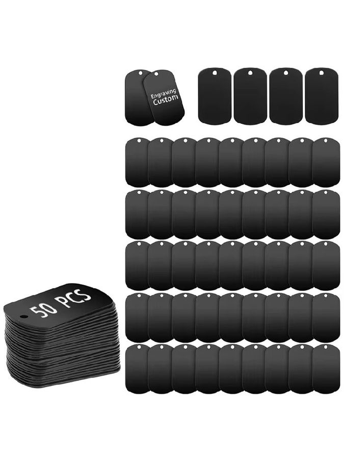50 Stück Gravierbare DIY-Metallstempel aus schwarz eloxiertem Aluminium als Hundemarken-Rohlinge für Haustier-ID-Tags und Schmuckherstellung - Bild 5