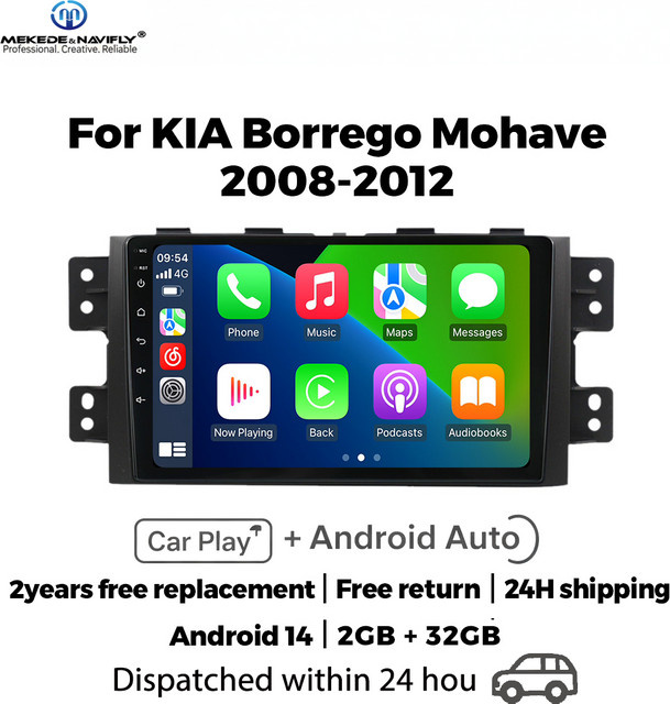 NAVIFANS 9-Zoll IPS-Touchscreen Autoradio für Kia Borrego Mohave 2008-2012 mit kabellosem CarPlay, GPS-Navigation und Bluetooth in Schwarz - Bild 1