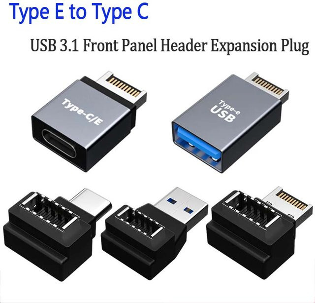 USB 3.1 Front Panel Header Typ E auf USB C Typ C Erweiterungskabel Adapter für Desktop-Computer Motherboard in Schwarz - Bild 1