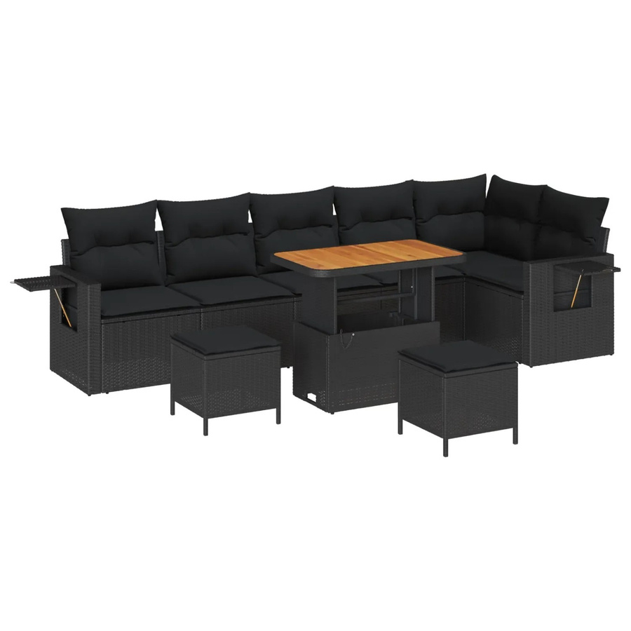 vidaXL Garten-Sofa-Set aus Poly Rattan in Schwarz mit 9-teiligem L-Shape Arrangement und integrierter Stauraumfunktion - Bild 2