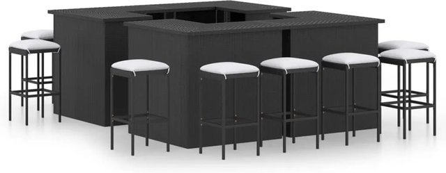 vidaXL 16-tlg Gartenbar-Set aus Poly Rattan mit Kissen in Schwarz - Bild 1