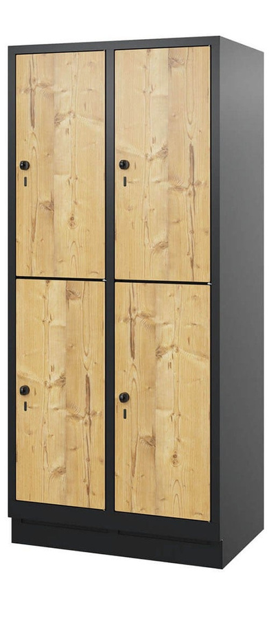 BIGBOXX HPL-Doppelstockspind Comfort XL mit Sockel und Scharniertüren in Braun - Bild 1
