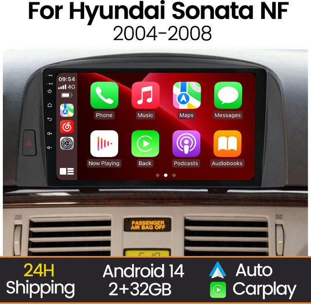 MEKEDE Carplay Android Auto Multimedia Radio für Hyundai Sonata NF 2004-2008 in Schwarz mit WiFi und Bluetooth - Bild 1