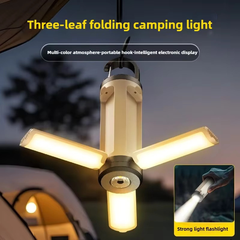 NEWBIRTH LY23 LED Campinglaterne Schwarz, Tragbare Faltbare Outdoor-Notfall-Laterne mit 6-stufiger Helligkeitsregulierung und 1200mAh Akku - Bild 2