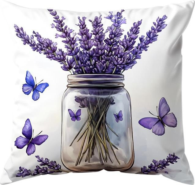 JMG Clothing Kissenbezug mit floralem Lavendel-Design in Lila, Polyester, B/B: 45 x 45 cm - Bild 1