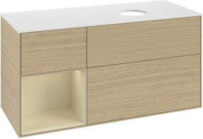 V&B Waschtischunterschrank Finion in Weiß lackiert mit Eichen Dekor, Breite: 120 cm, Tiefe: 50,1 cm, Höhe: 50,1 cm - Bild 1