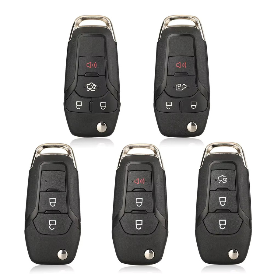 Jingyuqin Autoschlüsselgehäuse mit HU101 Klinge für Ford F-150 F-250 F-350 Explorer Ranger KA Fiesta Mondeo, Schwarz, 2/3/4 Tasten - Bild 4