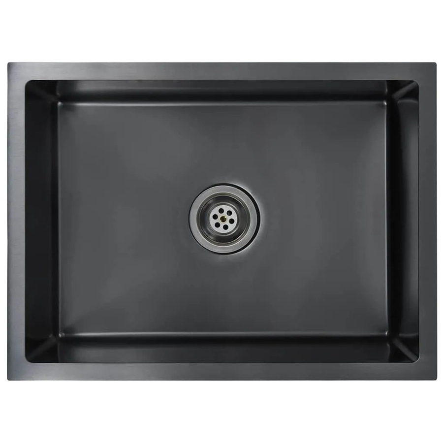 vidaXL Handgefertigte Küchenspüle aus Edelstahl in Schwarz, Einbaumodell, Breite: 44,0 cm, Tiefe: 44,0 cm, Höhe: 20,0 cm - Bild 2