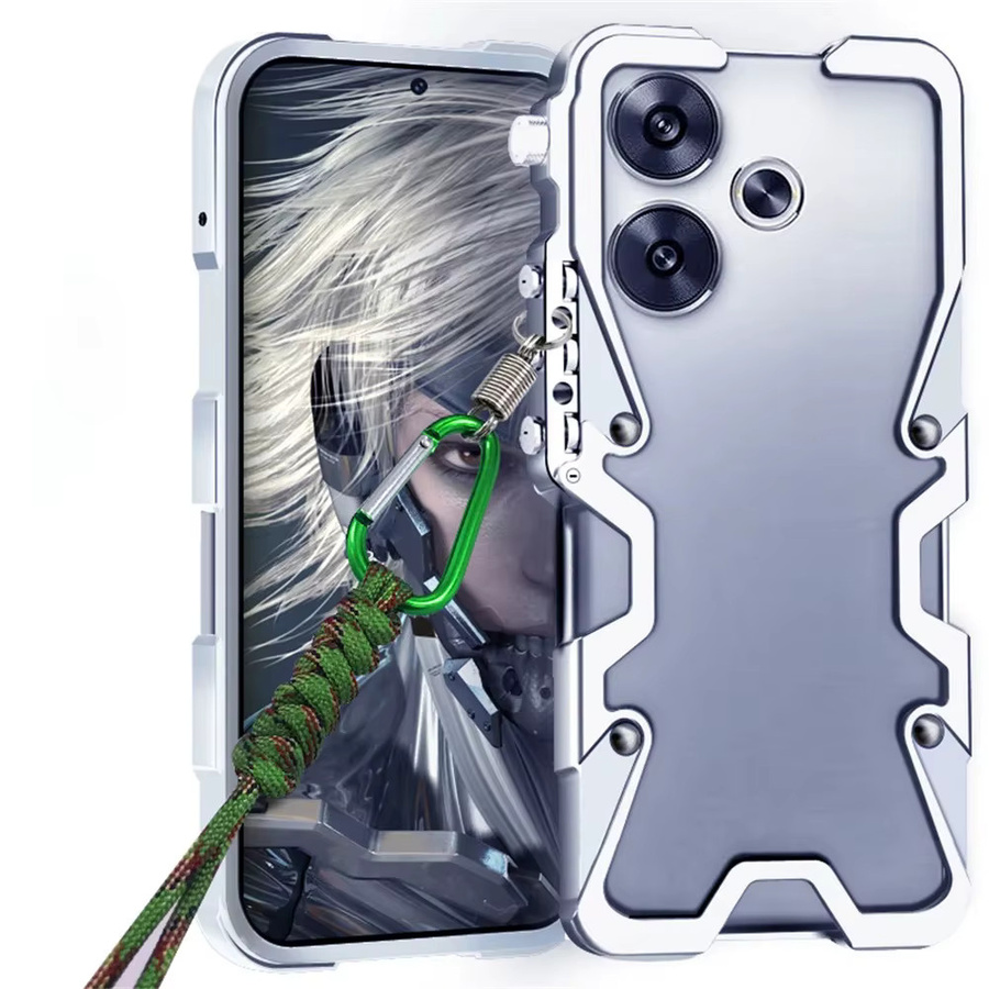 Stoßfeste Metall Stoßstange Schutzhülle für Xiaomi POCO F6 Pro und POCO F7 F5 F4 Pro in Schwarz und Silber - Bild 1