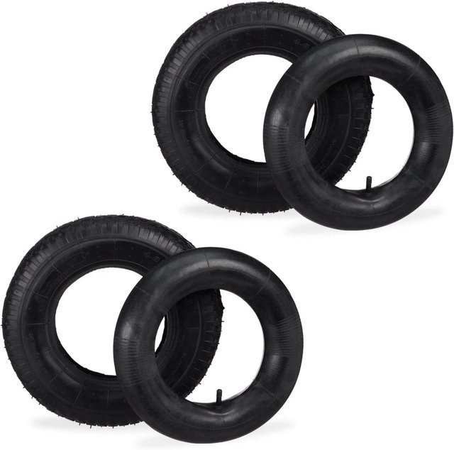 Relaxdays Sackkarrenreifen aus Gummi in Schwarz mit Schlauch, 2er Set, Durchmesser: 40 cm, Breite: 8,5 cm - Bild 1