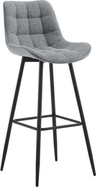 DELUKE Barhocker SYDNEY in Grau, moderner Samt-Barstuhl mit Lehne aus Stoff und Metall - Bild 1