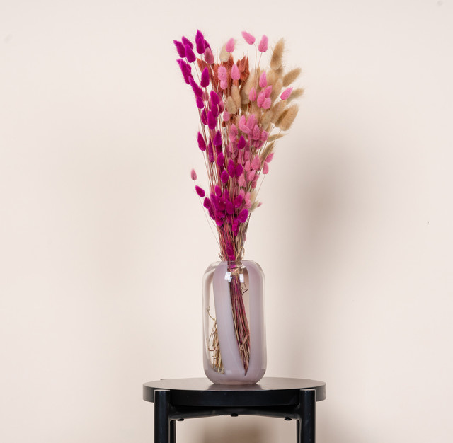 Glasvase Stripe von BLUME2000 in Pink und Transparent mit Streifen-Design, Höhe: 20,0 cm, Breite: 9,5 cm, Tiefe: 6,5 cm - Bild 1