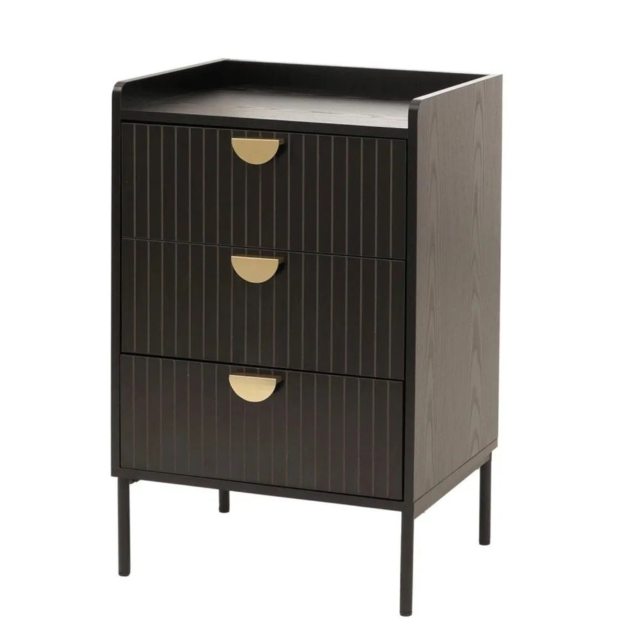 MCW Kommode O39 Highboard mit 3 Schubladen in Schwarz mit Lamellen-Design, B/H/T: 95 x 42 x 50 cm - Bild 2