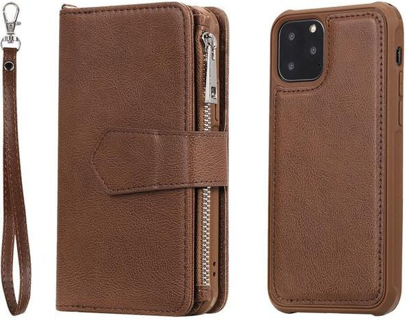 Cacash Magnetische Lederhülle mit abnehmbarer Brieftasche für iPhone Modelle in Schwarz, Blau, Braun, Lila oder Rot - Bild 1