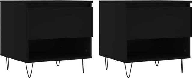 vidaXL Couchtisch Set aus 2 Stück in Schwarz, modernes Design aus Holzwerkstoff und Metall, B/T/H: 50 x 46 x 50 cm - Bild 1