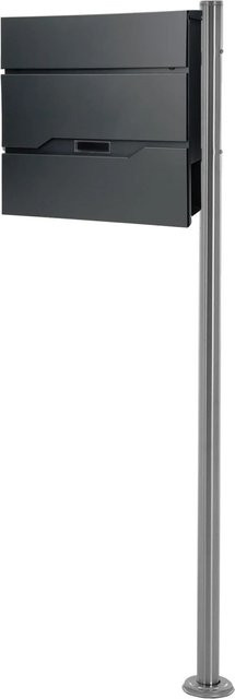 ML-Design Standbriefkasten mit Zeitungsfach aus Edelstahl in Anthrazit, B/T/H: 37 x 11 x 36,5 cm - Bild 1