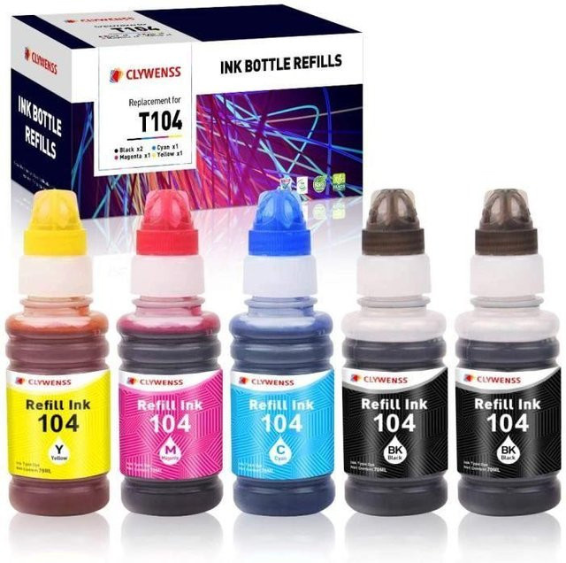 Clywenss 104 Tinte Ersatz für Epson EcoTank ET-2711 und ET-417, Multicolor Tintenflaschen für Inkjet-Drucker - Bild 1